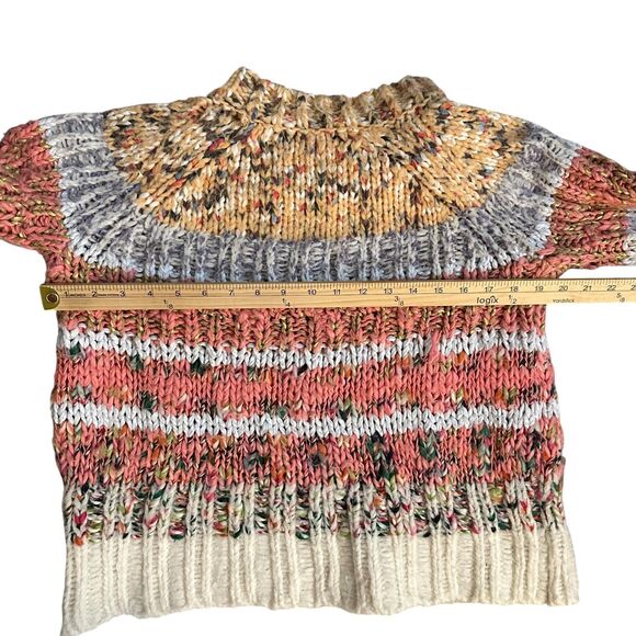 A by Anthropologie Pink Yellow Striped Chunky Oversized Boxy Sweater Size XS - Picture 7 of 7